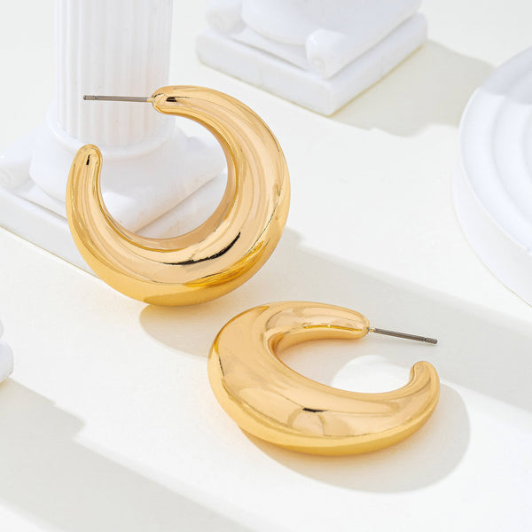 Tapered Gold-Tone Crescent Hoop Earrings
