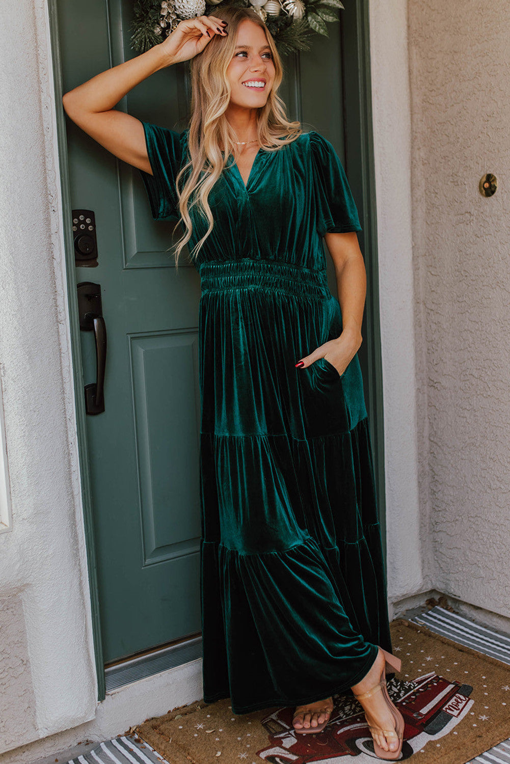 Emerald Velvet Maxi Dress