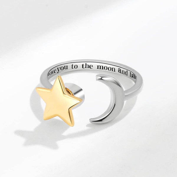 Moon & Star Anxiety Fidget Spinner Ring