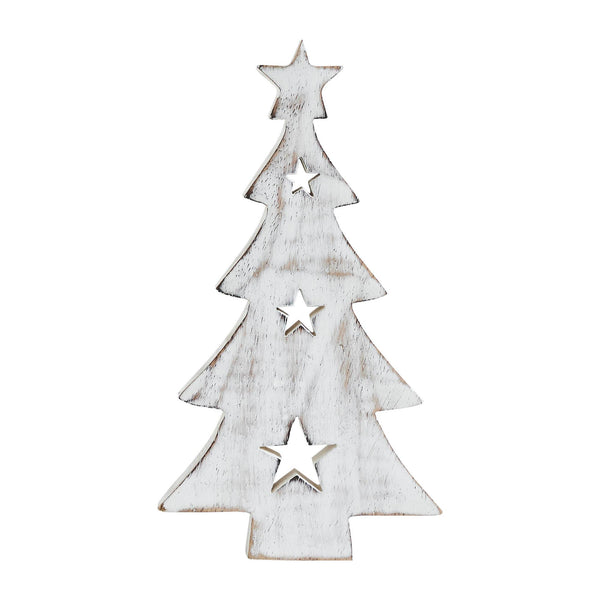 Large White Wooden Christmas Tree