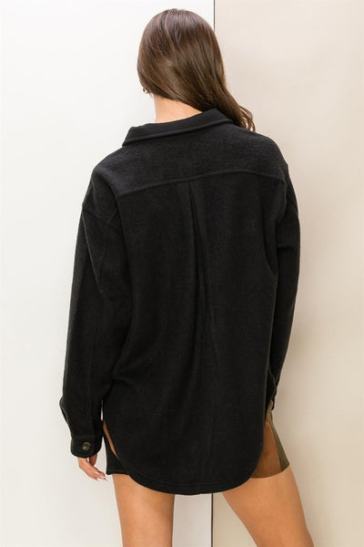 Black Brushed French Terry Shacket