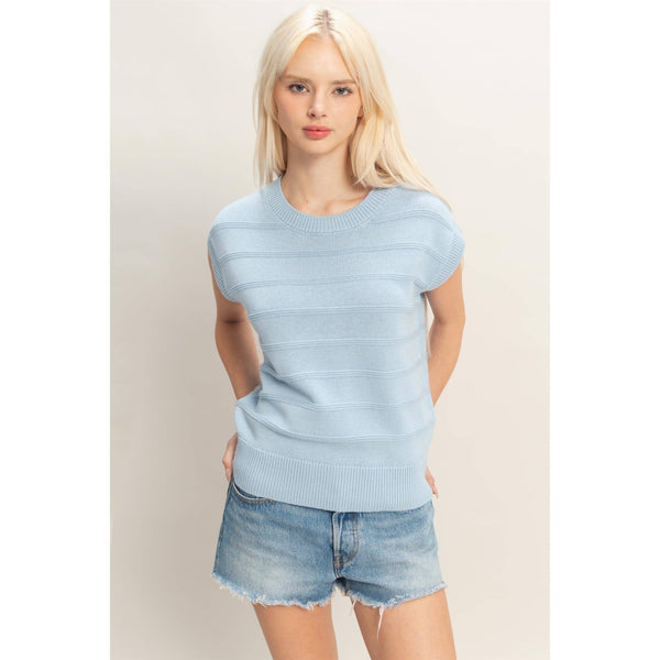 Ice Blue Textured Dolman Sleeve Top