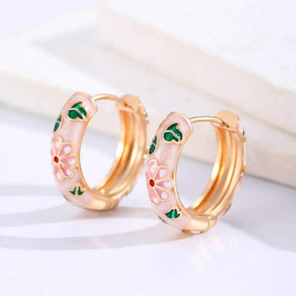Vintage Floral Hoop Earrings - More Colors!