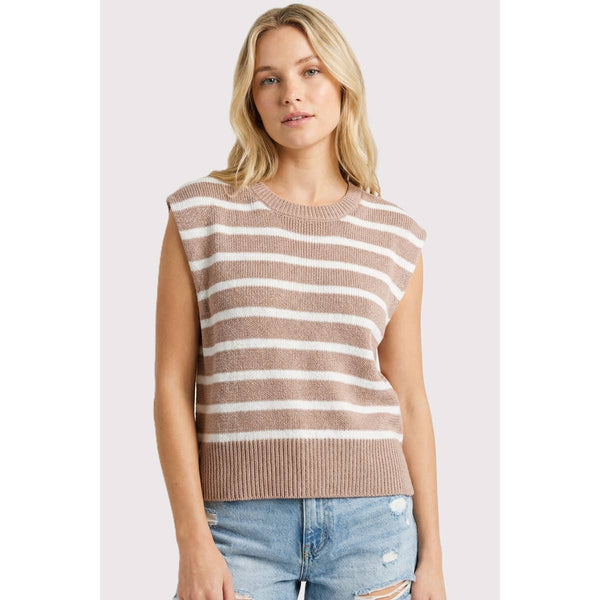 Light Mocha Stripe Sleeveless Sweater