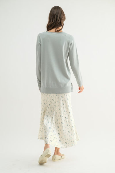 Mint Lightweight Side Slit Sweater