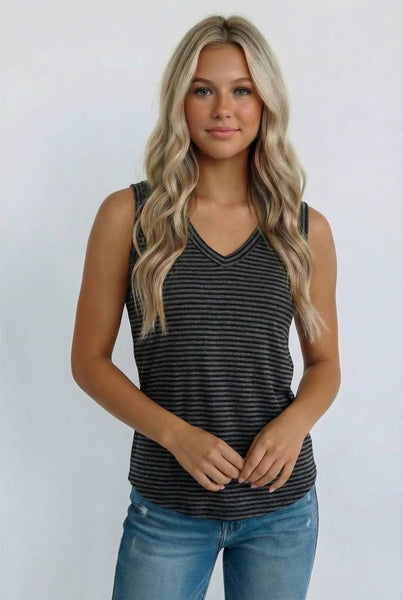 Charcoal & Black Stripe Everyday Tank Top