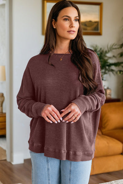 Mulberry Mocha Waffle Knit Top