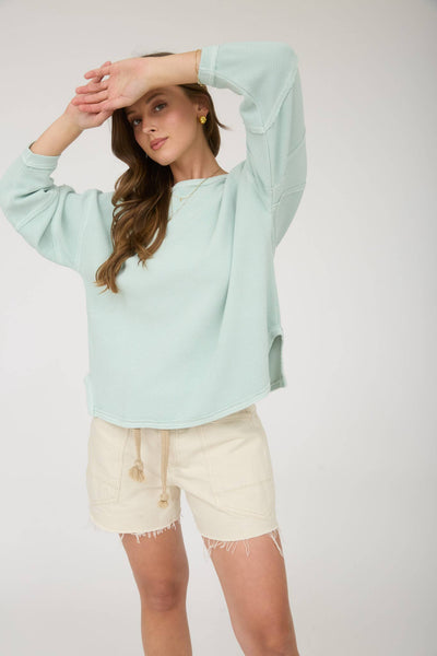Exposed Seam Long Sleeve Knit Top