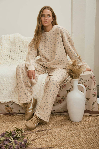 Oatmeal Ditsy Floral Crewneck Sweatshirt