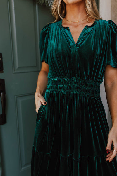 Emerald Velvet Maxi Dress