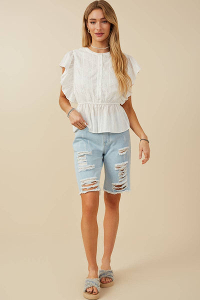 Ivory Lace Detail Sleeveless Peplum Top