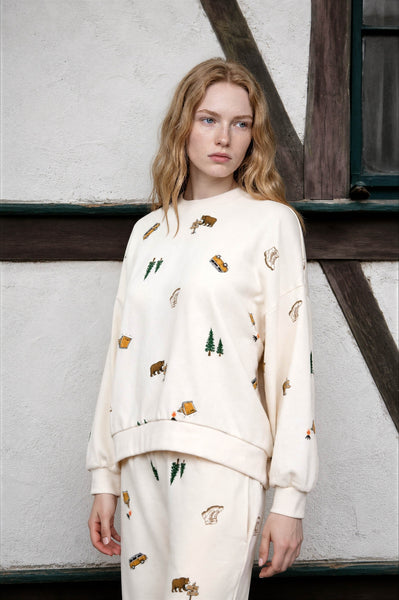 Cream Camping Long Sleeve Top