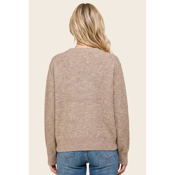 Taupe Half Button Sweater