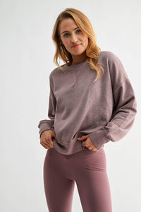 Rose Taupe Burned Out Crewneck Sweater