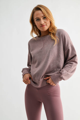 Rose Taupe Burned Out Crewneck Sweater