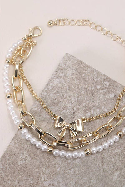 Bow & Pearls Trio Bracelet Set