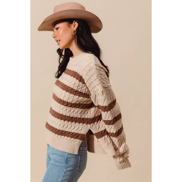 Oatmeal & Mocha Side Slit Sweater