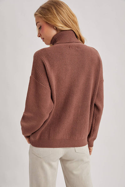 Mocha Ribbed Turtleneck Sweater