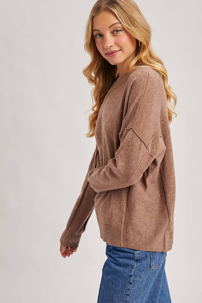 Mocha Soft Knit Crewneck Sweater