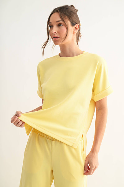 Yellow Glow Luxe Sand Wash Rib Lounge Tee