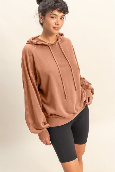 Chestnut Mineral Wash Hooded Pullover