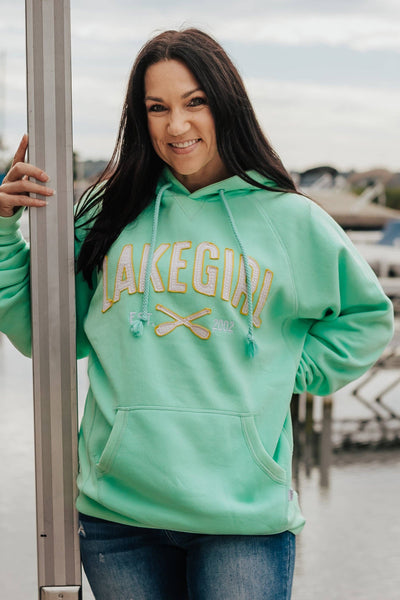 LakeGirl Sanded Fleece Hooded Sweatshirt in Mint