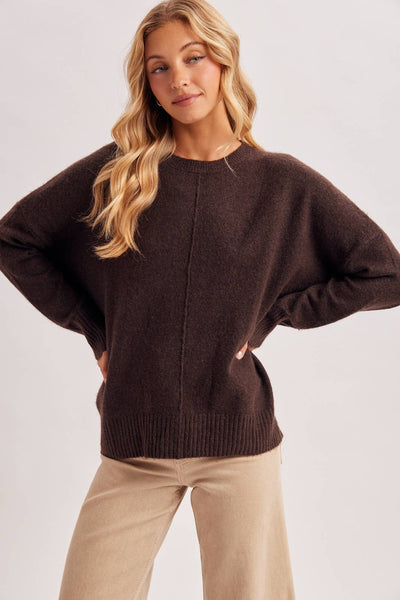 Chocolate Center Seam Oversized Knit Sweater