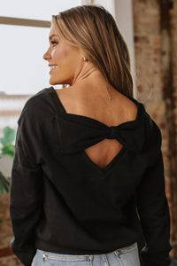 Black Open Back Bow Detail Sweatshirt
