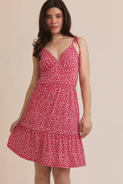 Red & White Tie Mini Dress