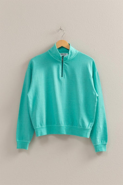 Turquoise Half Zip Sweatshirt