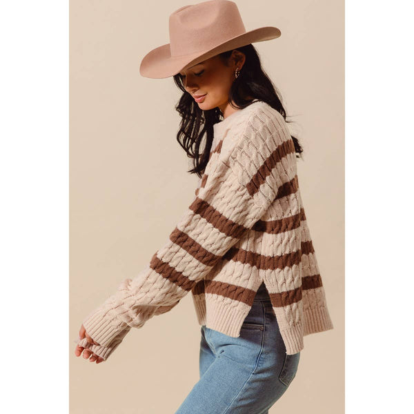 Oatmeal & Mocha Side Slit Sweater
