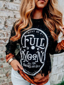 Full Moon Bleached Long Sleeve Graphic Tee