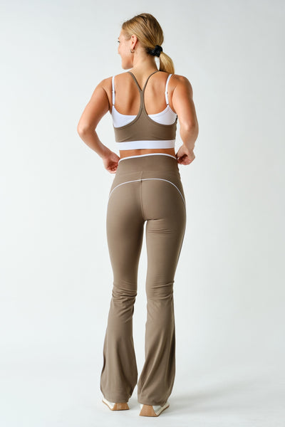 Truffle Contrast Double Strap Sports Bra