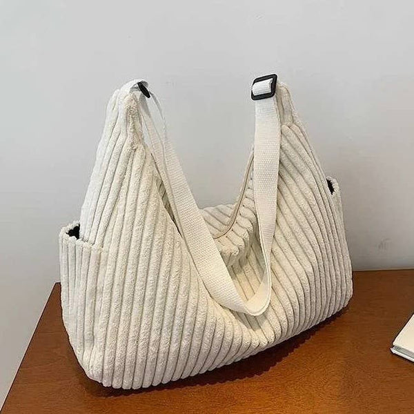 Corduroy Quilted Shoulder Tote Bag - More Colors!