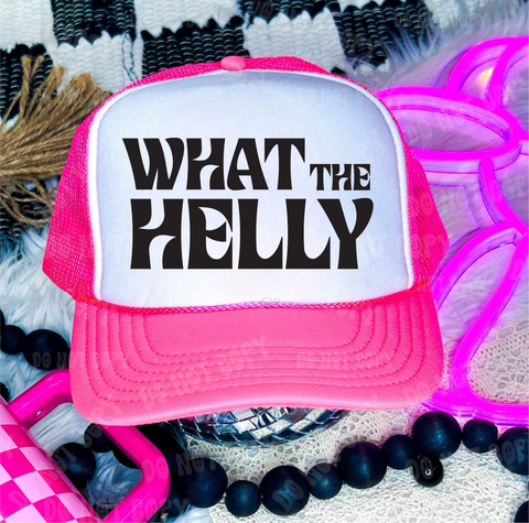 What the Helly Neon Pink & White Trucker Hat