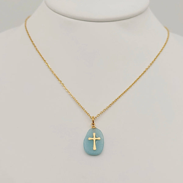 Stone Cross Pendant Necklace