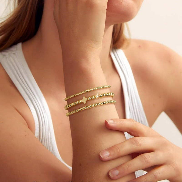 Gold Cross Multilayer Chain Bracelet