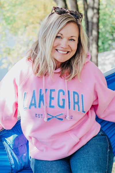 LakeGirl Sanded Fleece Hooded Sweatshirt in Pink