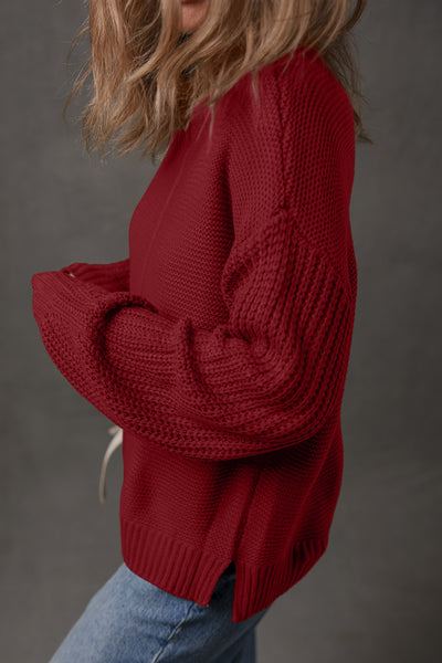 Cranberry Knit Mockneck Sweater