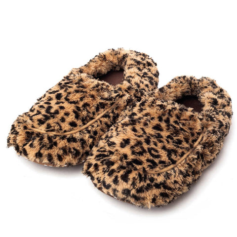 Brown Leopard Warmies Slippers