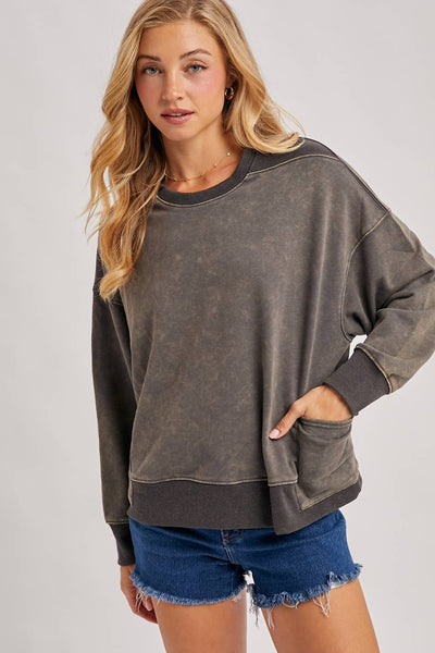Washed Ash Oversized Pocket Sweatshirt