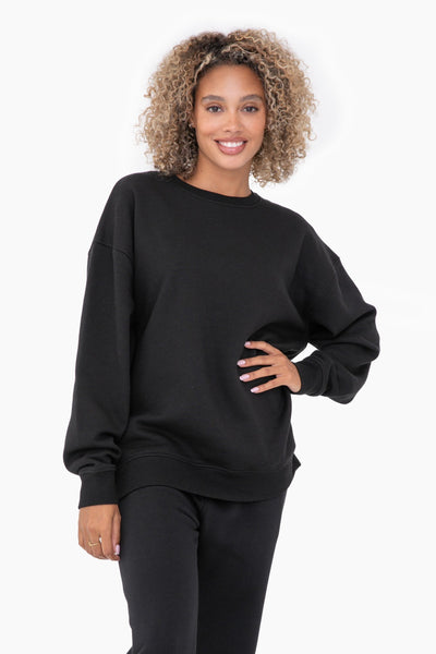 Black Oversized Fleece Sweatshirt