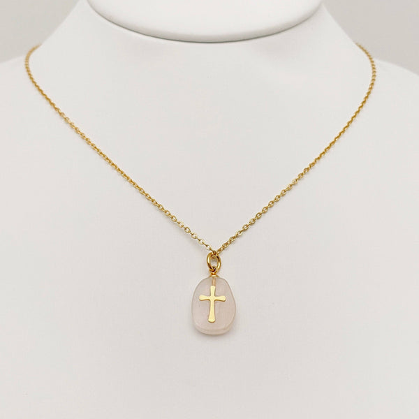 Stone Cross Pendant Necklace