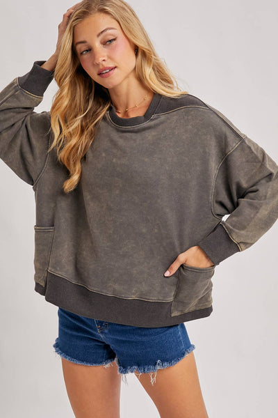 Washed Ash Oversized Pocket Sweatshirt
