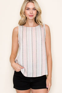 Pink Stripe Linen Tank Top