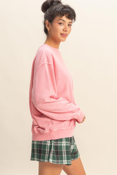 Taffy Pink Oversized Mineral Wash Sweatshirt