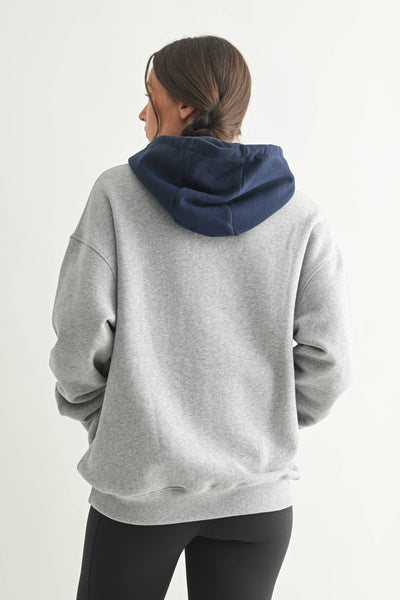 Heather Grey & Navy Dual Tone Fleece Hoodie