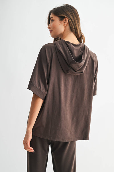 Espresso Pima Cotton SunFade Short Sleeve Hoodie
