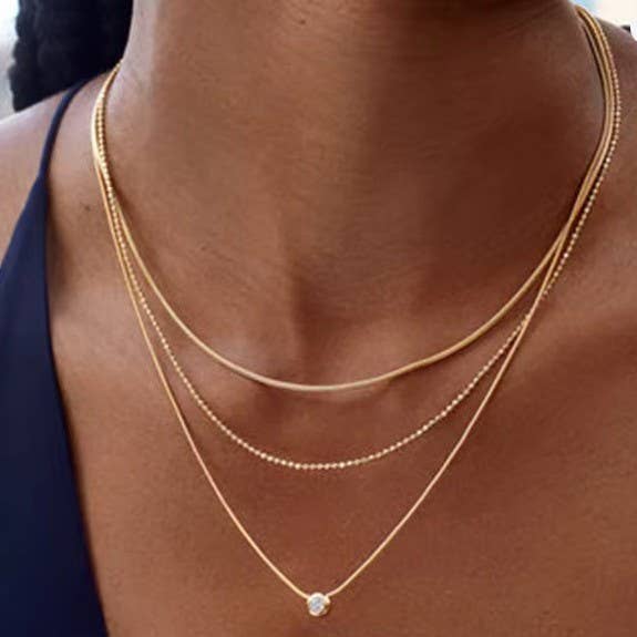 Gold 18K Stainless Steel Tarnish Free Layered Necklace