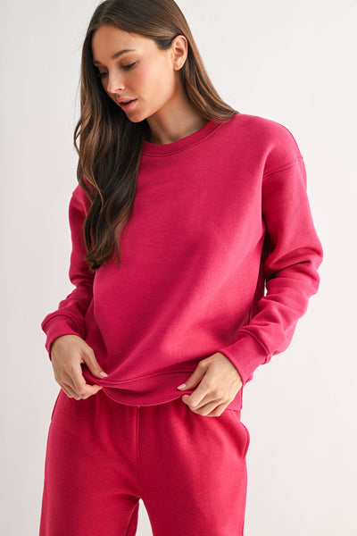 Plum Pink Classic Fit Fleece Sweatshirt
